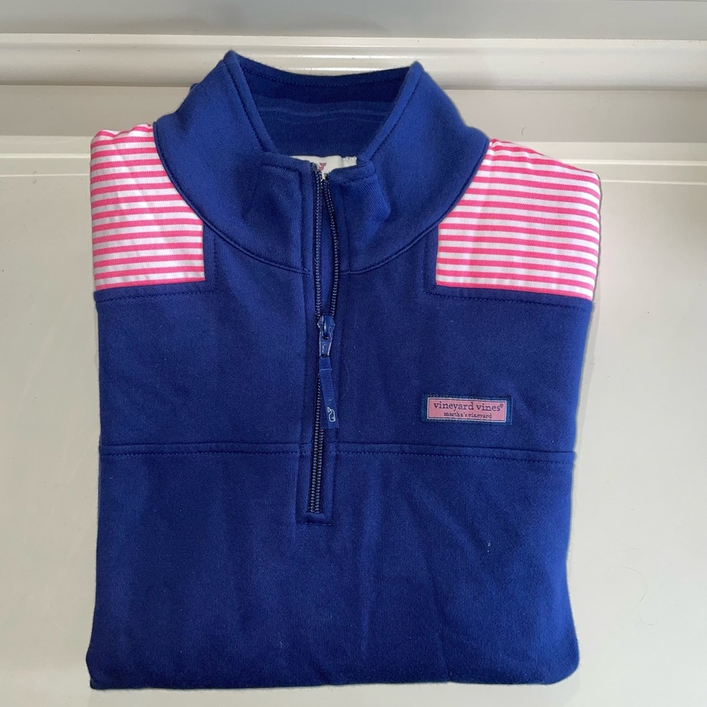cobalt blue & pink striped Vineyard Vines shep shirt